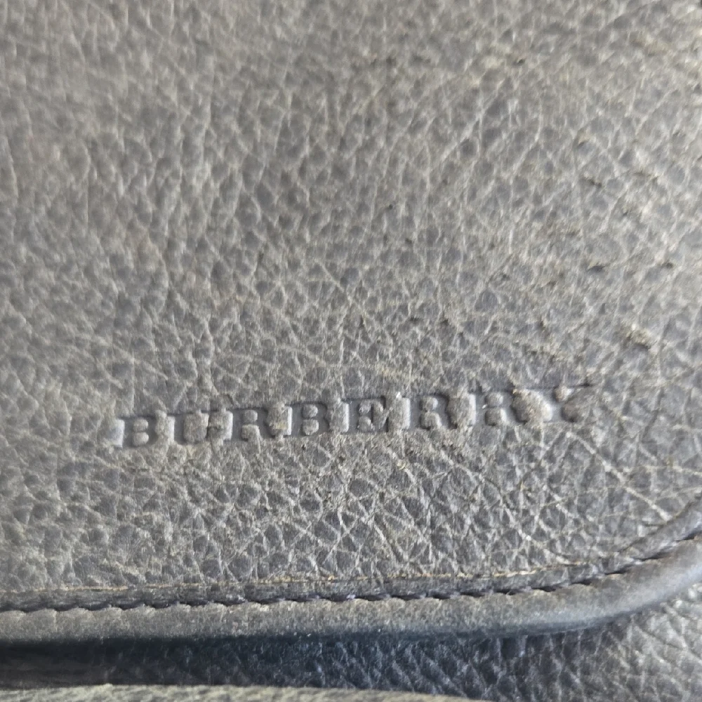 Vinatage Burberry Dark Gray Leather Messenger Bag